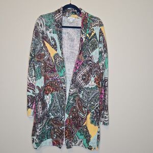 Sundance Womens Cardigan Paisley Shawl Collar Open Front Sweater Size M